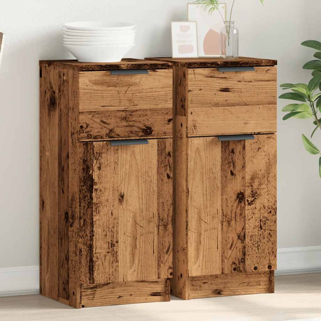Sideboards 2 pcs Old Wood 30x30x70 cm Engineered Wood